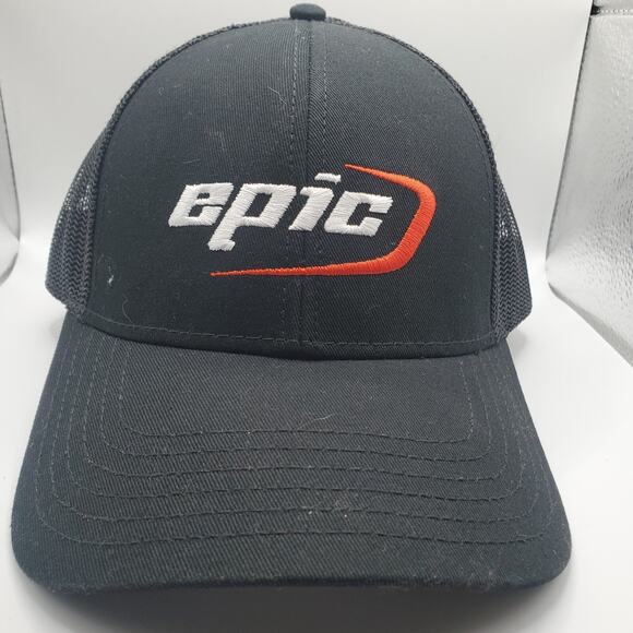 Epic Trucker Hat Black Mesh Back Snapback Cap Embroidered Logo Adjustable - Picture 1 of 9
